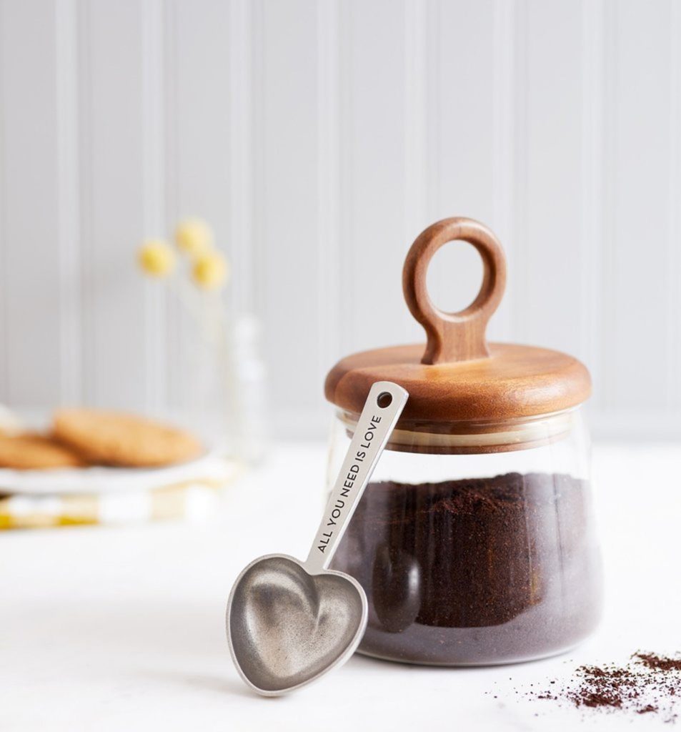 Pewter heart handmade coffee scoop