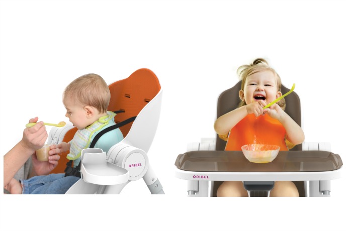 The Cocoon high chair from Oribel has a clever side tray that keeps food away from your baby's reach. The Cocoon high chair from Oribel has a clever side tray that keeps food away from your baby's reach.