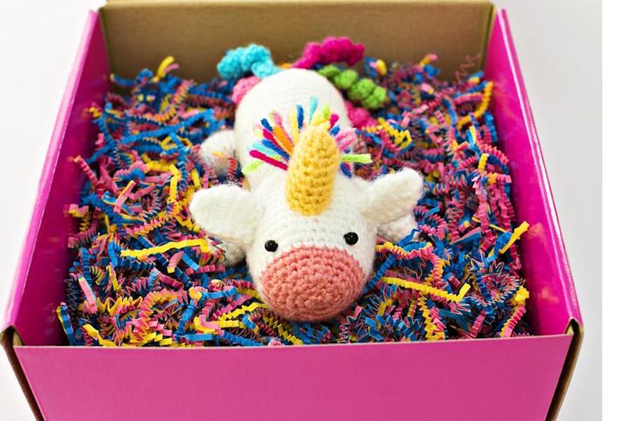 Send a Unicorn boxes: Handmade crocheted unicorns