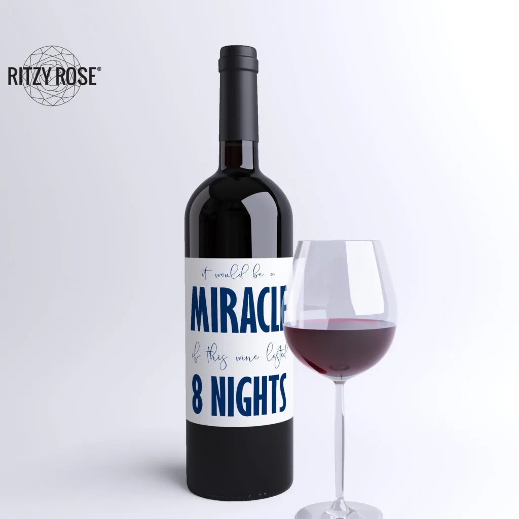 Waterproof Polyester Hanukkah Wine Label Set (8 labels)
