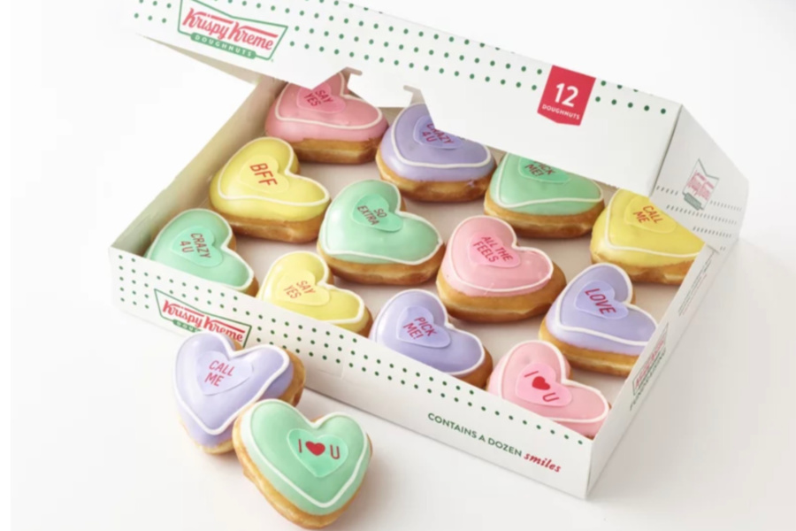 Krispy Kreme Conversation Heart Valentine’s Day Donuts
