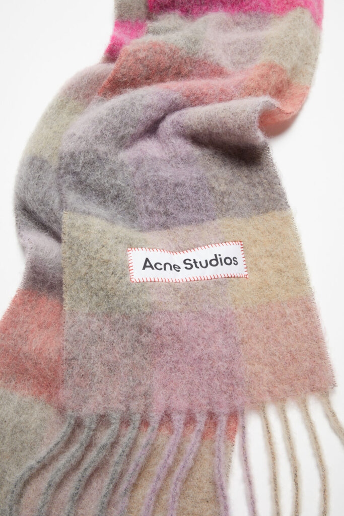 Acne Studios Checked Fuzzy Scarf (fuchsia/lilac/pink)