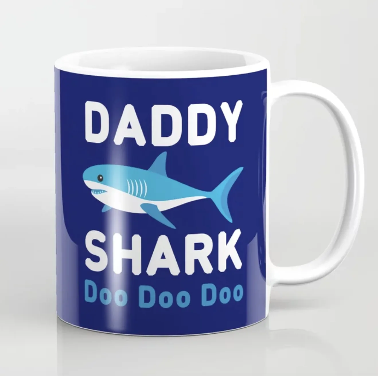 Father's Day gifts under $15: Daddy shark mug on society 6