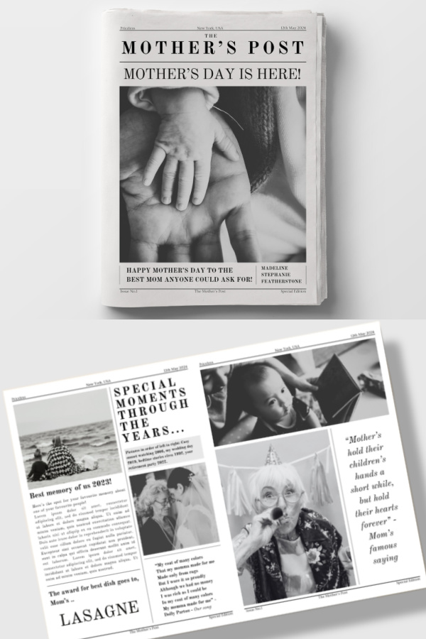 Personalized Printable Mother’s Day Newspaper