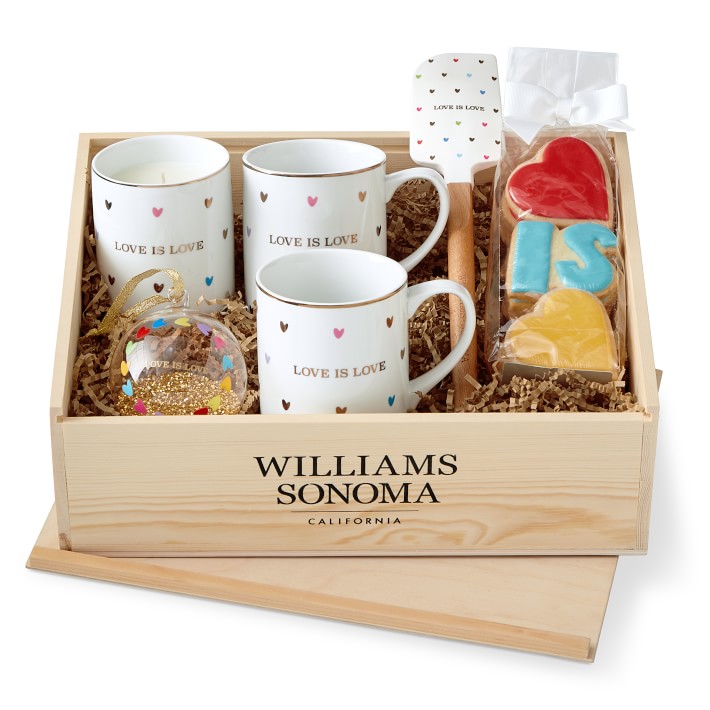 Love is Love gift crate on sale now at Williams Sonoma