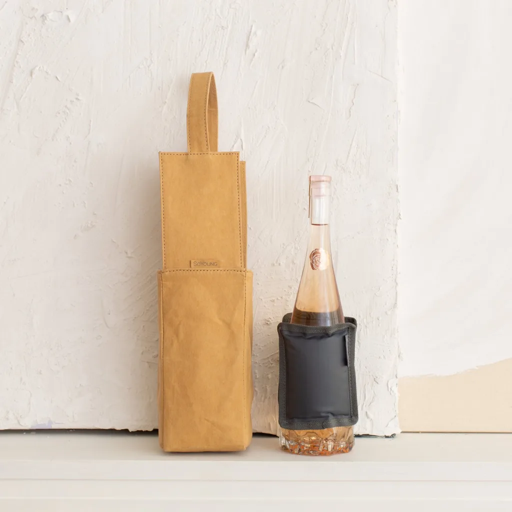 Kraft Paper Wine Carrier with Cooler