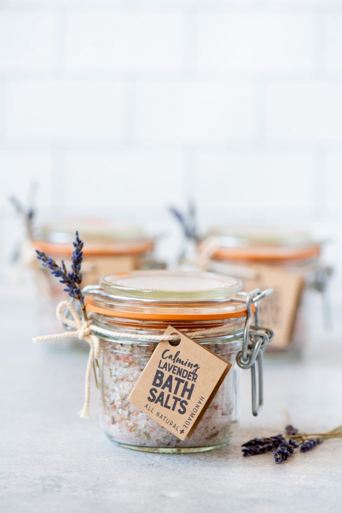 Handmade baby gifts: Lavender bath salts DIY from food. com | image: Wholefully