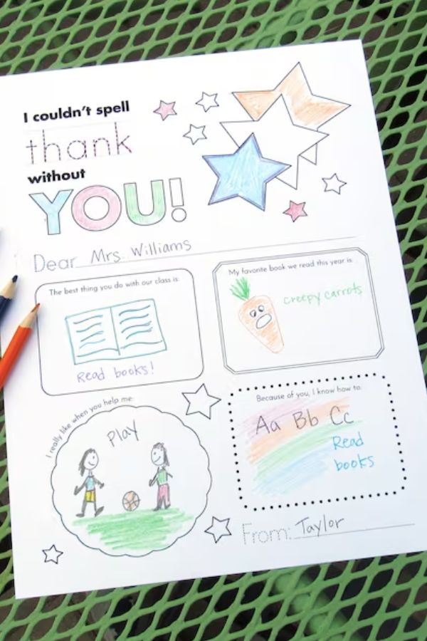 Flying Pinwheel Printable Teacher Thank-You Note (Etsy Download)
