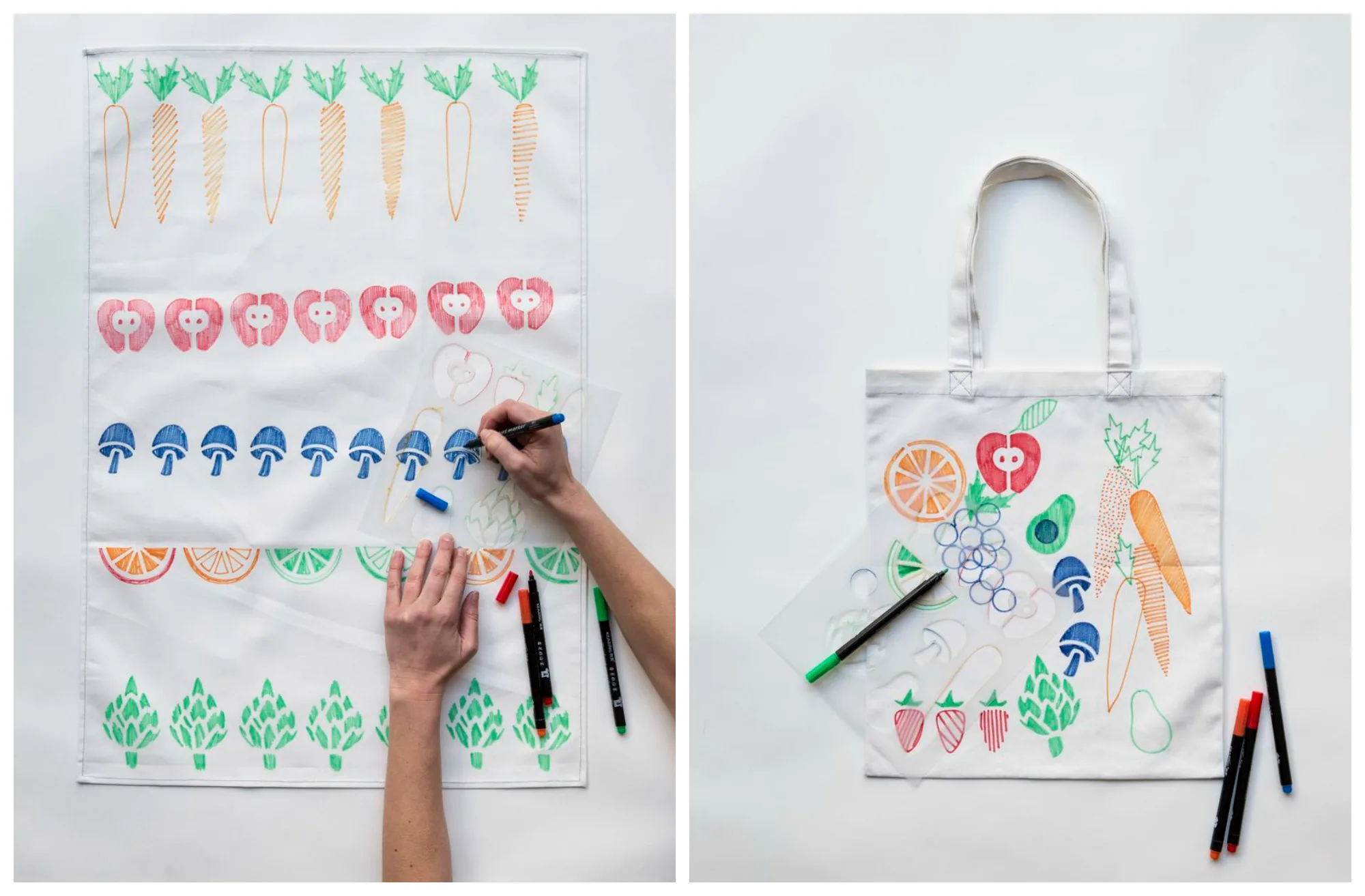 Cool stencils for kids by Yellow Owl Workshop: Market theme