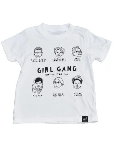 Girl gang tee of historic women from Wee Rascals
