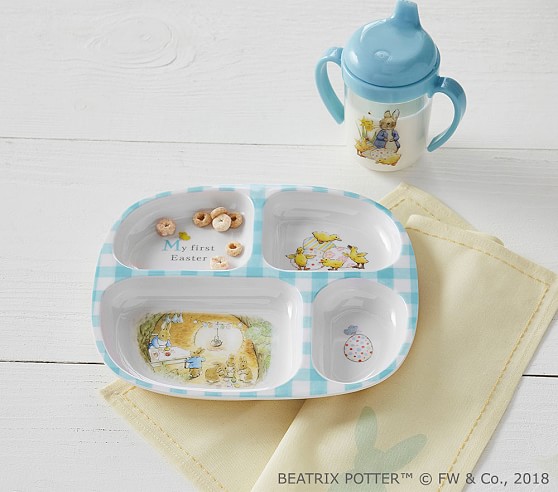 First Easter gifts for babies: Easter bunny Beatrix Potter feeding set | Pottery Barn