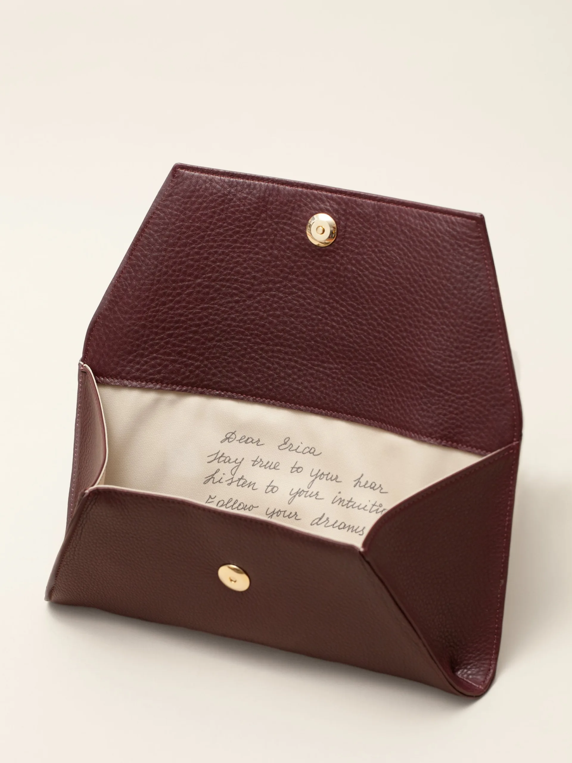 Personalized envelope clutch or handbag printed with your own note inside from Fontem: Perfect for Mother's Day!