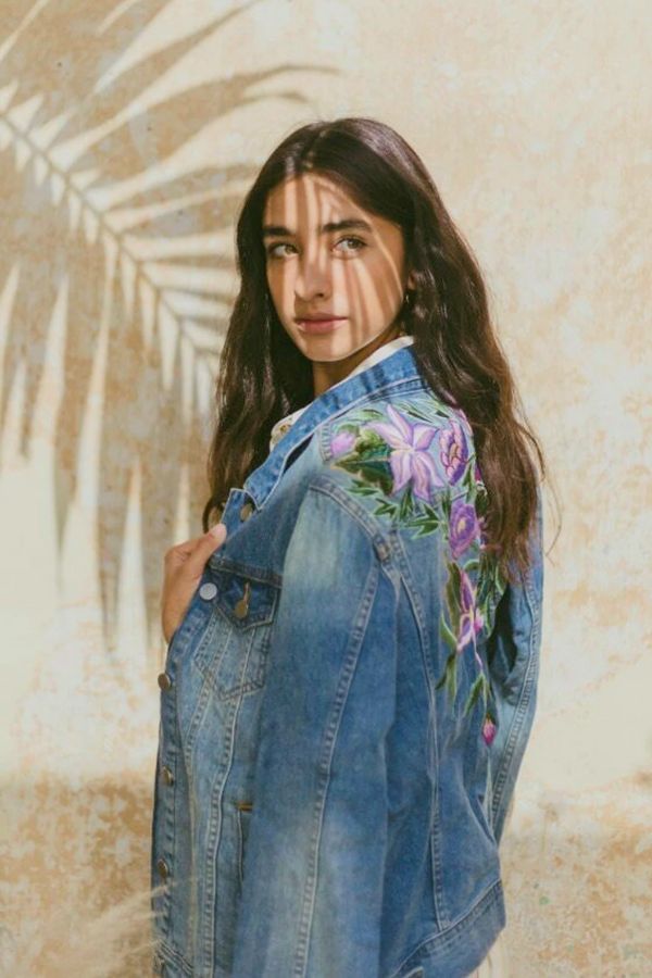 Colima Light Blue Denim, Mexican Floral Embroidery Jean Jacket, Vintage Handmade Boho Coat, Mexican Artisans, Jacket for Women