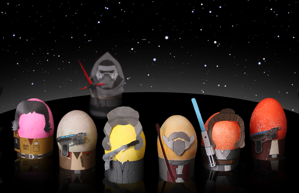 Star Wars Easter eggs printables from Fun. com including Rose Tico, Leia, Rey, and the whole Last Jedi crew...including Kylo Ren! | Cool Easter egg printables