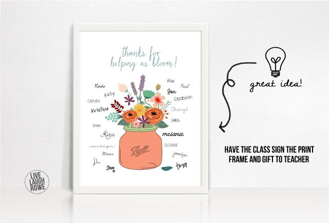 Printable teacher appreciation notes for kids: Free printable bloom teacher appreciation note | Live Laugh Rowe