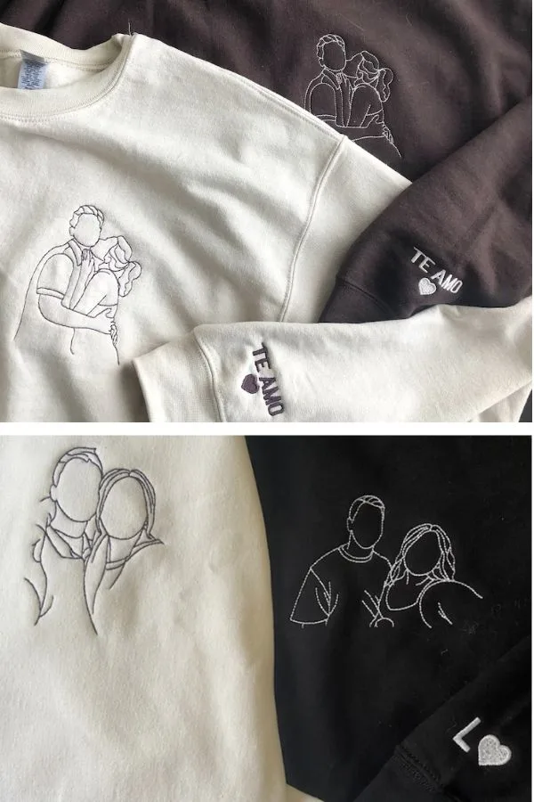 Best Valentine's Gifts on Etsy for Adults: Embroidered couples sweatshirts from Lusmay Store