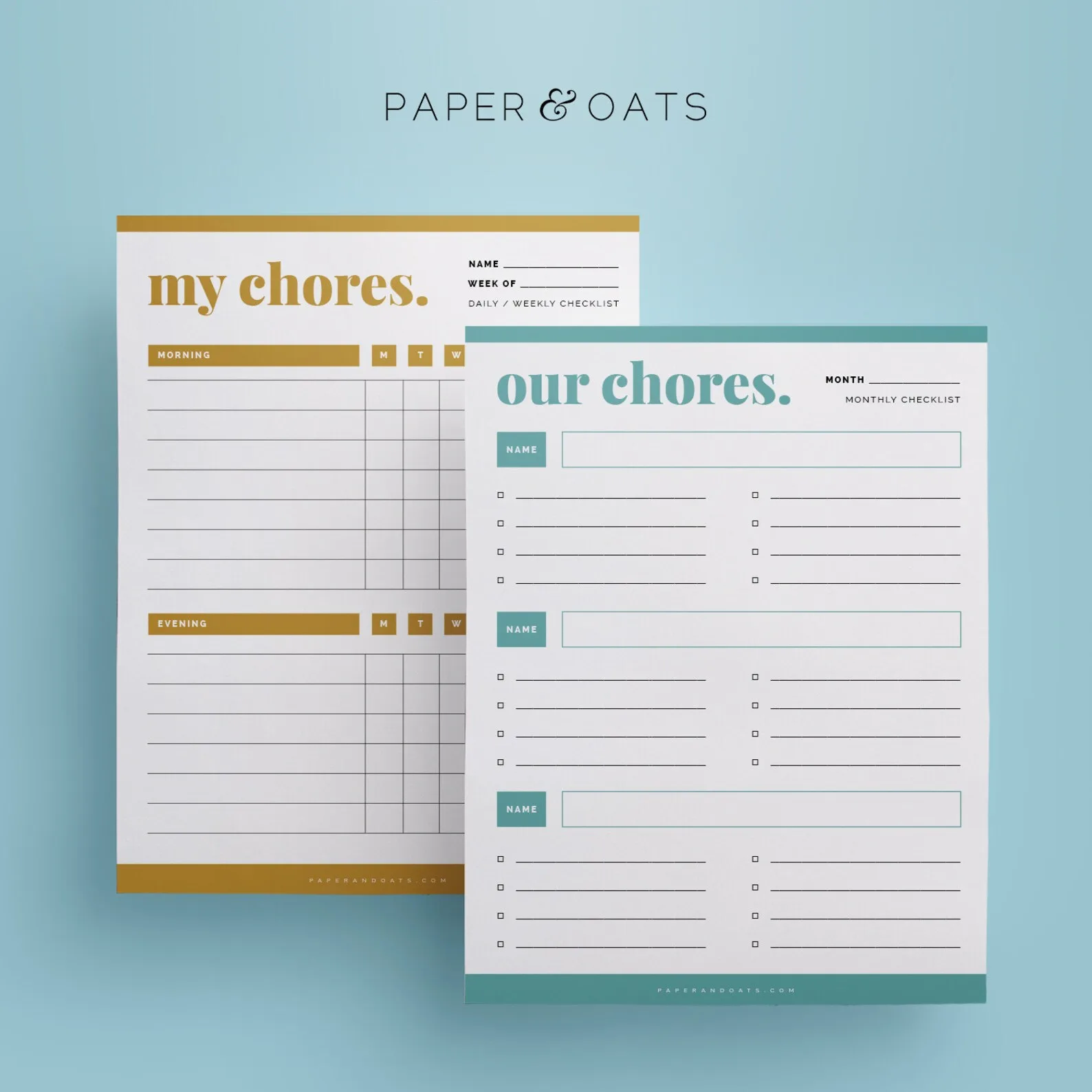 Free Printable Chore Charts for Kids: Elegant and simply designed