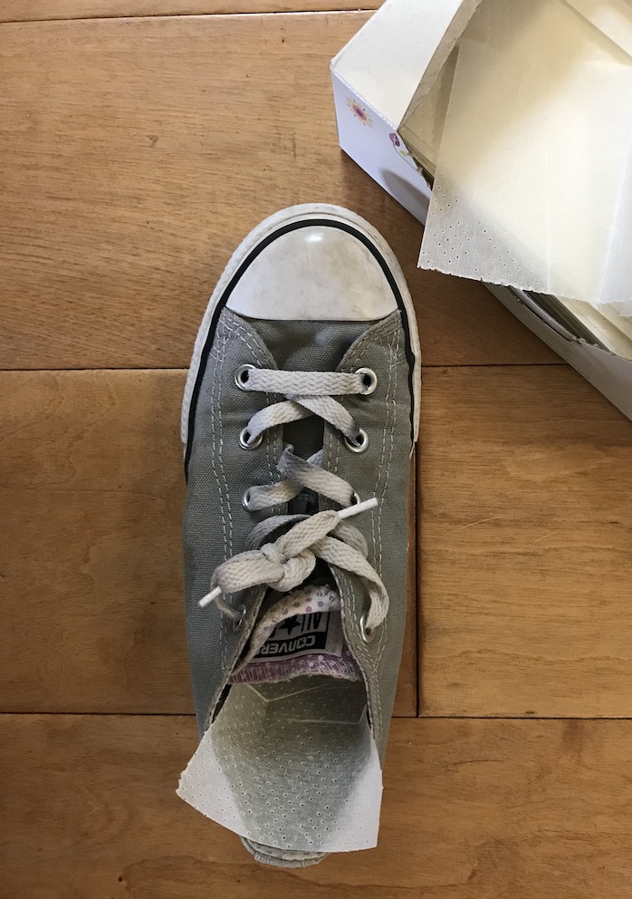 Tips for cleaning kids' sneakers: Use dryer sheets to freshen up stinky insoles. | Photo (c) Kate Etue for Cool Mom Picks 