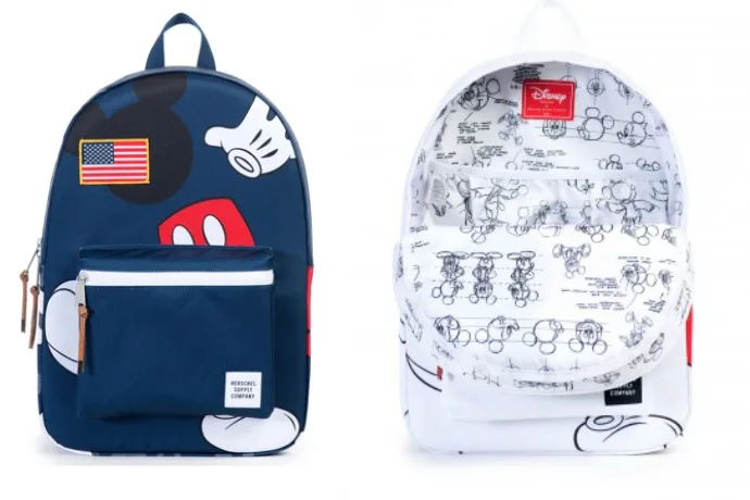 Herschel Supply backpacks + Mickey Mouse add up to retro cool.