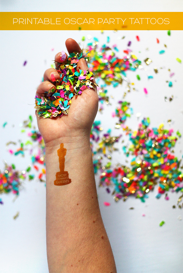 Oscar party ideas: Free DIY Printable Oscar tattoos by Squirrelly Minds
