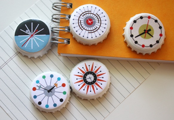 Bottle Cap Clock Magnets