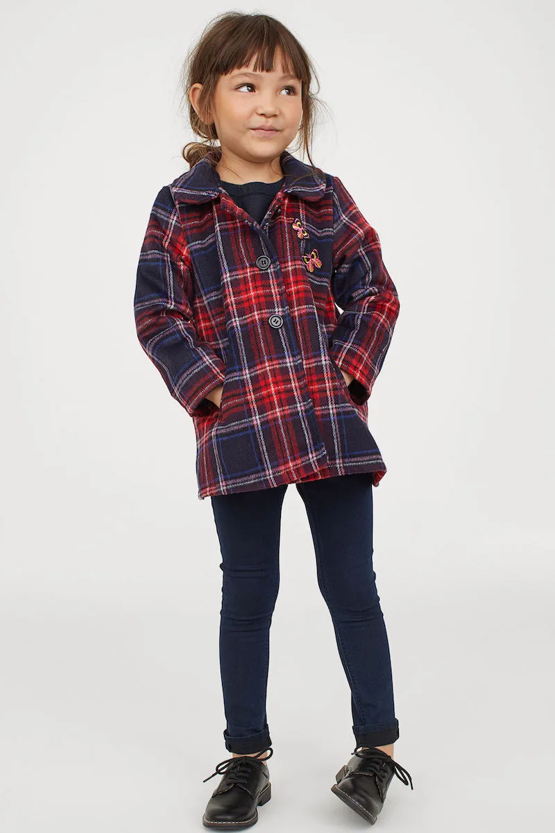 Winter coats for girls: Bold checks at H&M