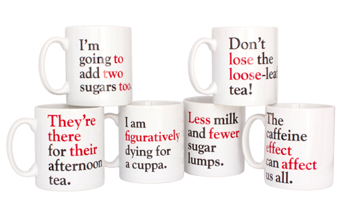 Funny coffee mugs: Grammar Grumble mugs from Literary Gift Company Funny coffee mugs: Grammar Grumble mugs from Literary Gift Company