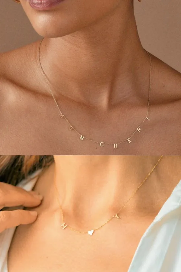 The best personalized gifts for the holidays like these dainty letter necklaces from BYCHARI and BELKYmood.