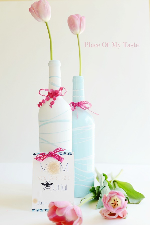 Painted Wine Bottle Vase