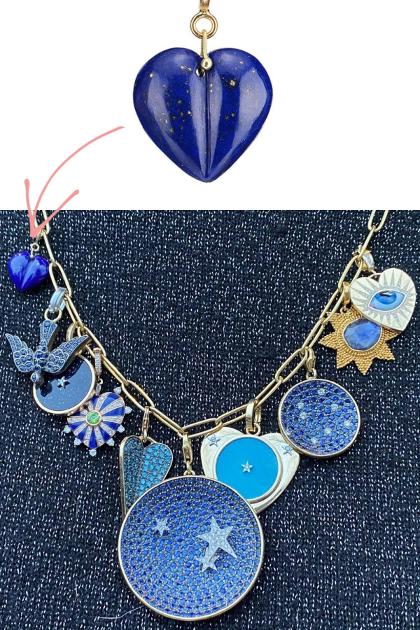 The Lapis Heart Charms by Ten Thousand Things are donating proceeds to support Ukraine | Find them at Muse x Muse 