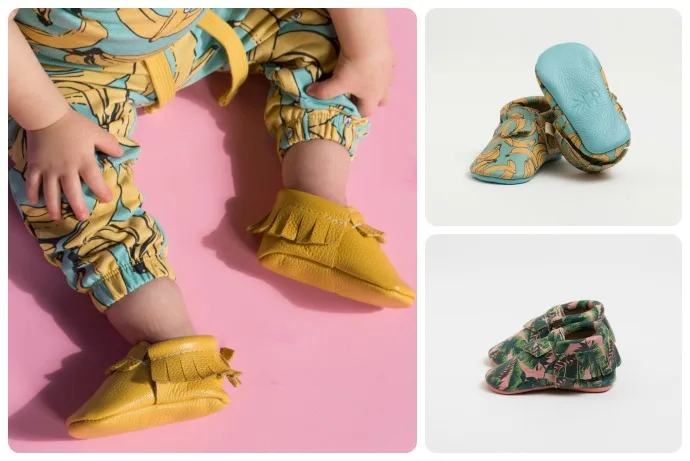 Freshly Picked patterned baby moccasins new for spring