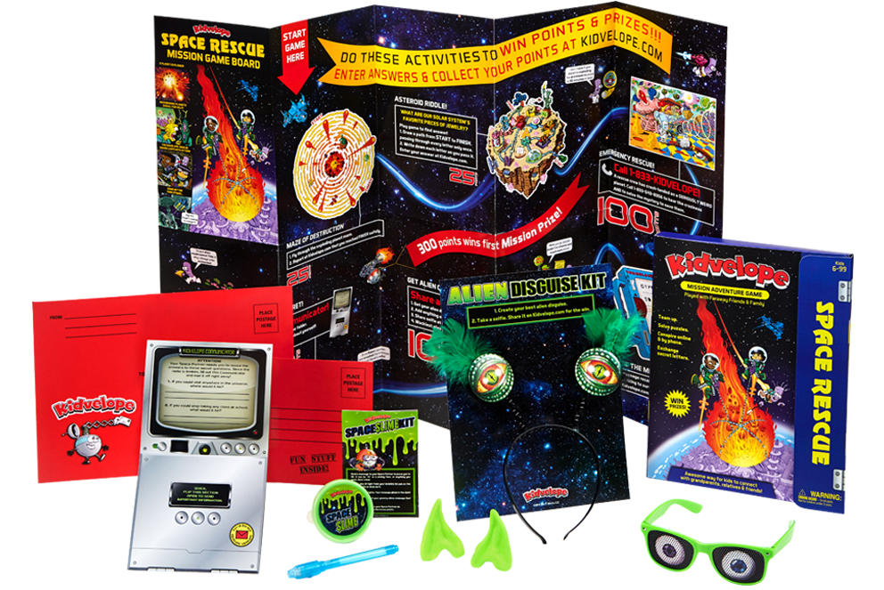 Kidvelope Mission Adventure Box for kids to play with family members in other cities