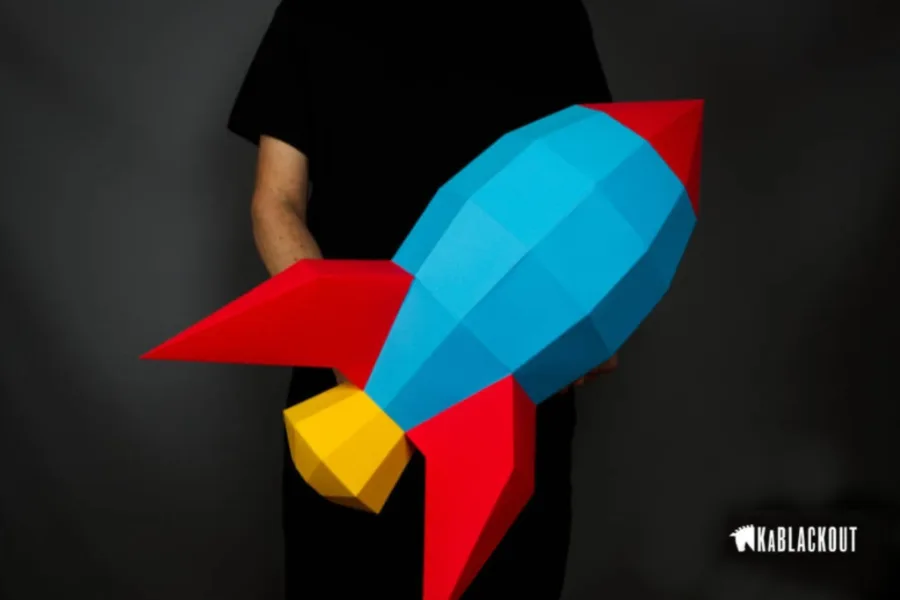Kablackout's printable DIY paper craft rocket template: Fun moon landing anniversary activity for the kids