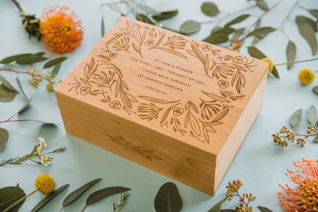 Tennyson quote wooden keepsake box