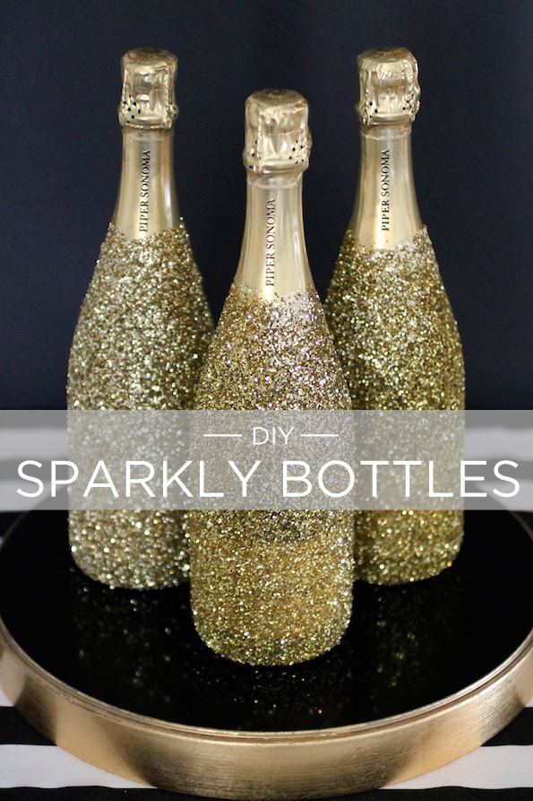Last minute Valentine's Day gifts: DIY gold sparkle bottles via the evite blog