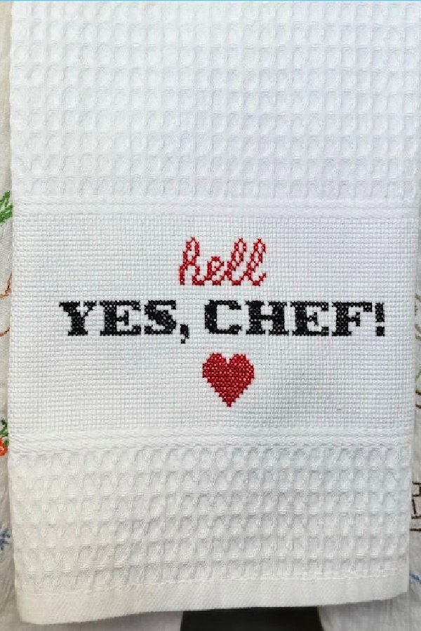 "Hell Yes, Chef!" Dish Towel Embroidery Kit