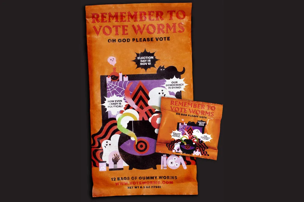 Remember to Vote Worms are gummy worms in political packaging from Cards Against Humanity - best for adult consumption