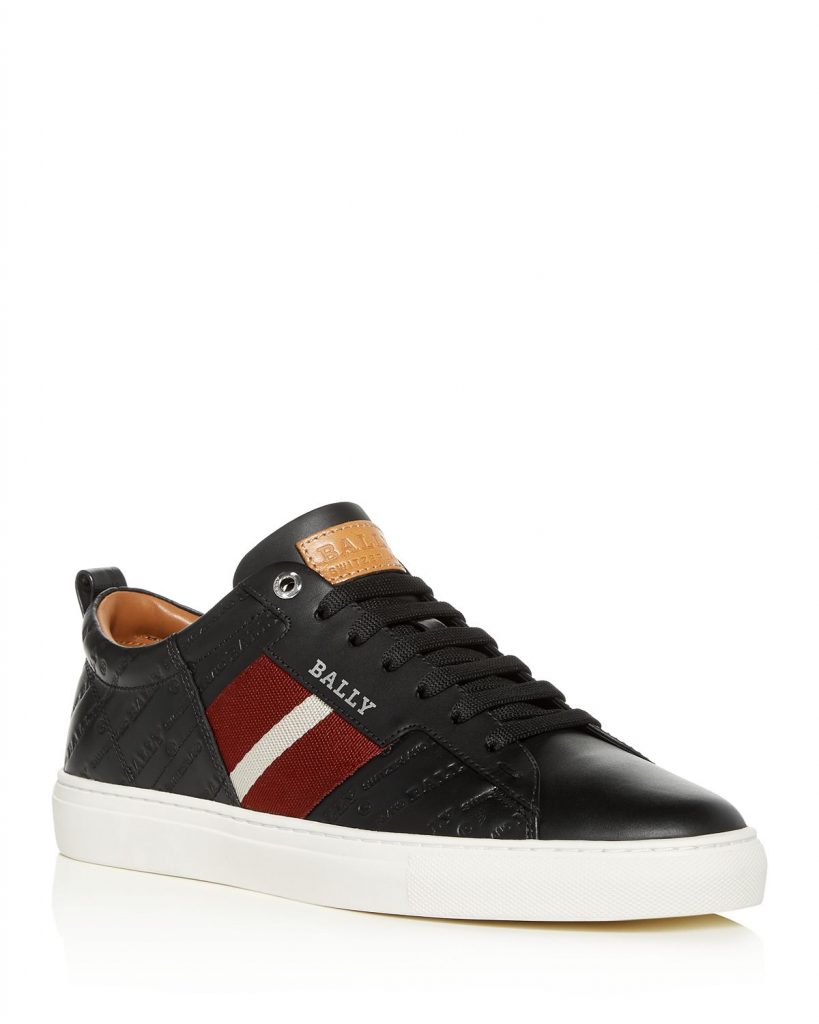 Men's Bally embossed leather sneaker on sale