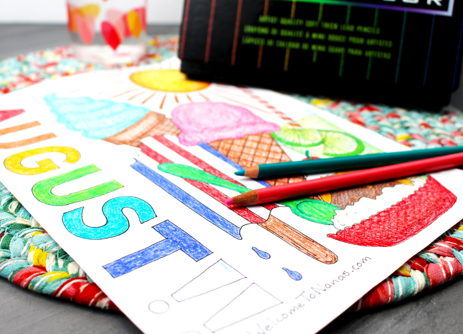 Printable coloring pages for summer: August printable coloring page | Welcome to Nanas