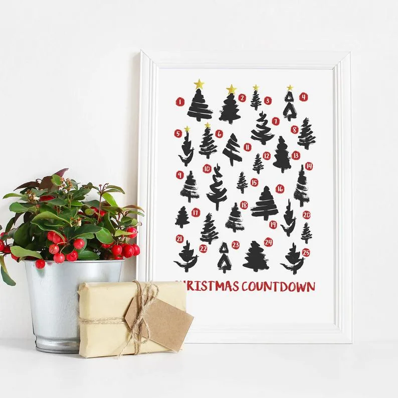 Printable Christmas trees advent calendar from Mini Explorers on Etsy