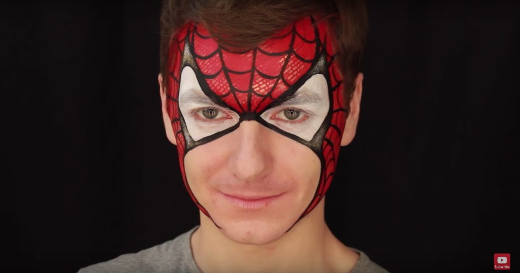 Beginner' Spider Man face paint video tutorial by International Face Painting School