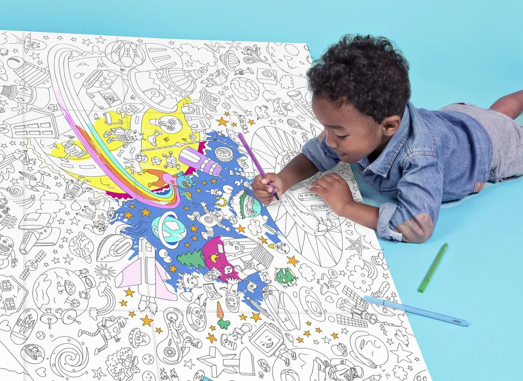 Giant space coloring page for kids at Mini Life boutique