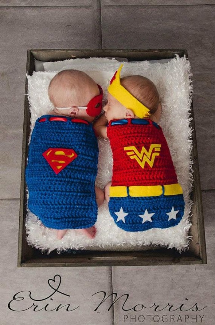 Superhero baby announcement idea for twins © Erin Morrison Photography