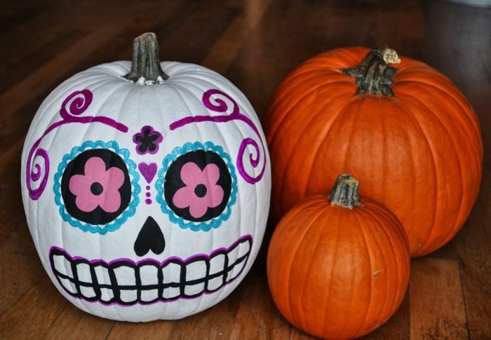 Painted Sugar Skull Pumpkin Decorating Kit
