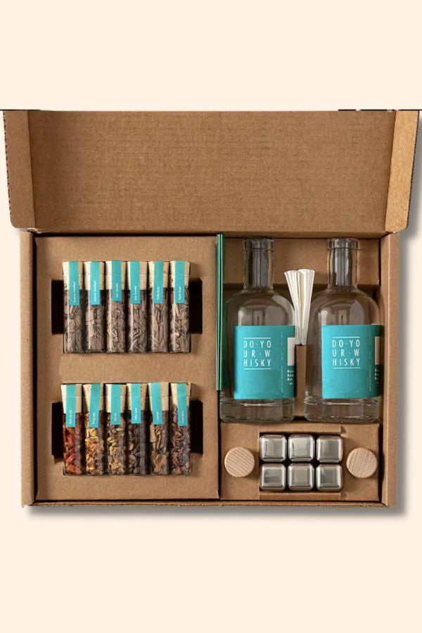 Uncommon Goods Father's Day gifts: DIY Whiskey-making kit---or find kits for making or infusing, gin, tequila, vodka, and other beverages. Uncommon Goods Father's Day gifts: DIY Whiskey-making kit---or find kits for making or infusing, gin, tequila, vodka, and other beverages.