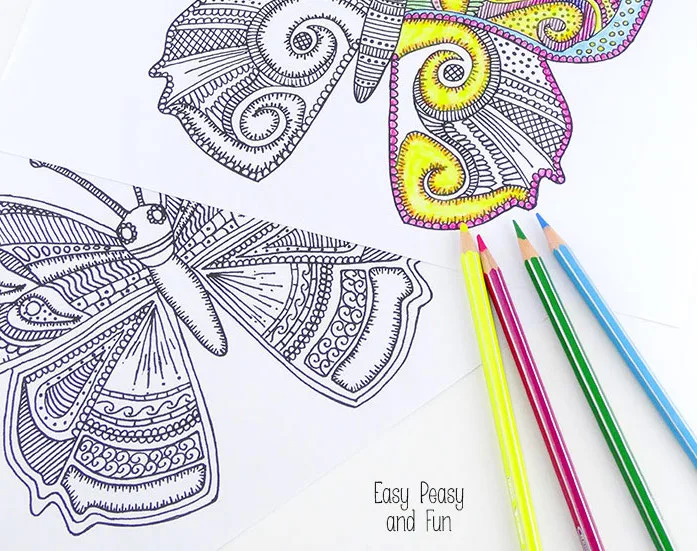 Free printable summer butterfly coloring pages for kids or adults