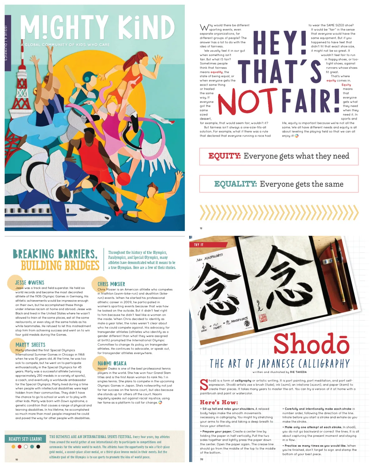 Anti-racism resources for kids: The Mighty Kind magazine Olympics issue, which teaches kids compassion and kindness through the Olympics.