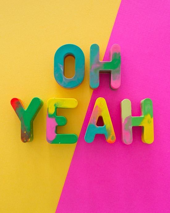 Colorful DIY projects for kids: How to make your own DIY rainbow letter crayons | Oh Joy