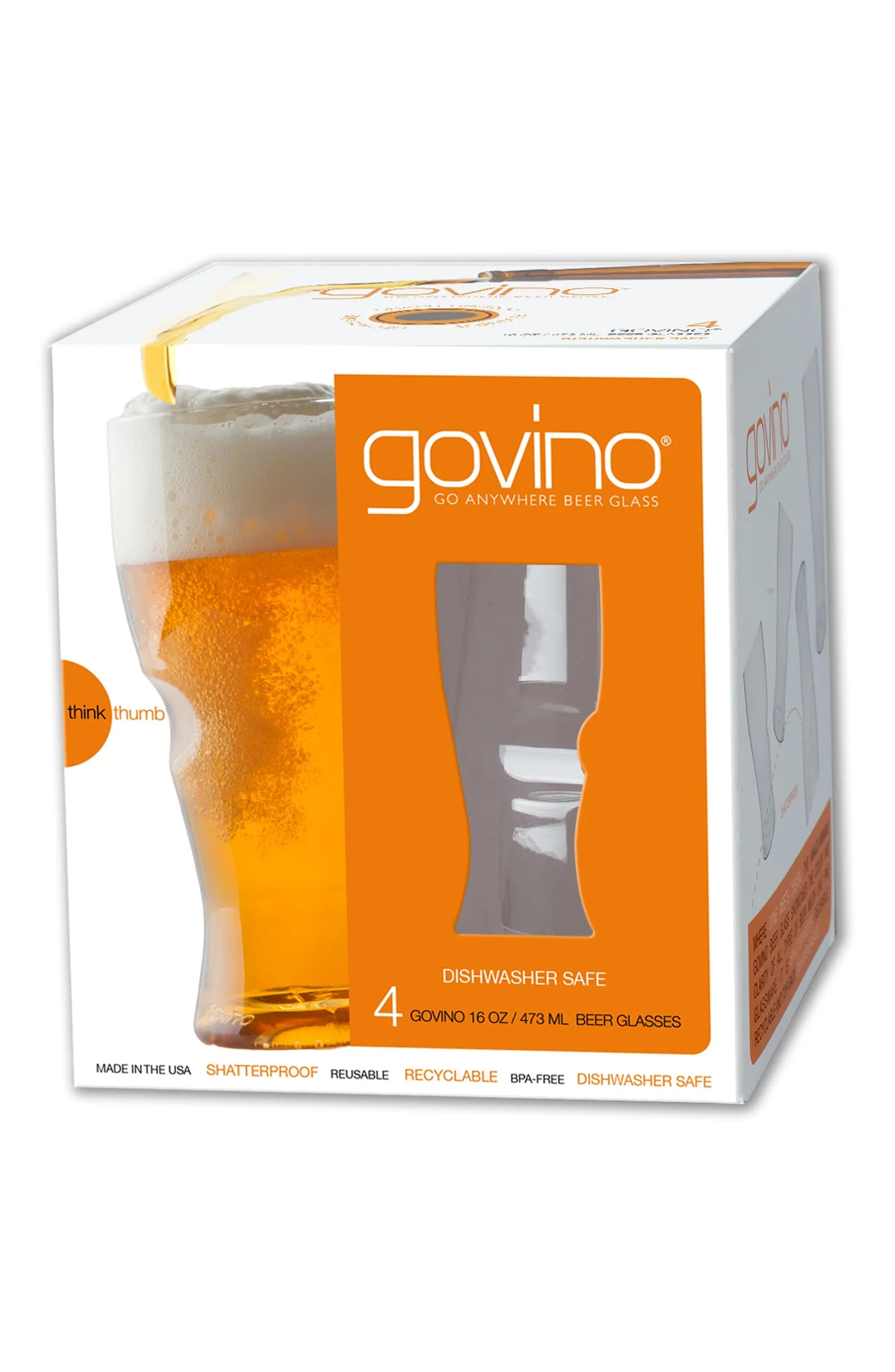 Cool Father's Day gifts under $20: Govino set of 4 outdoor beer glasses with thumb notch
