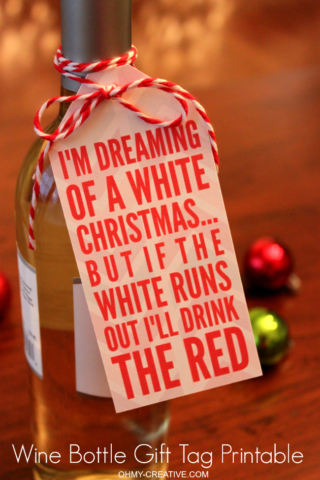 Printable wine bottle gift tag on Oh My! Creative